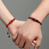 Bracelet Couple Cinabre Fil Rouge - Symbole d'Union Spirituelle - Biloria