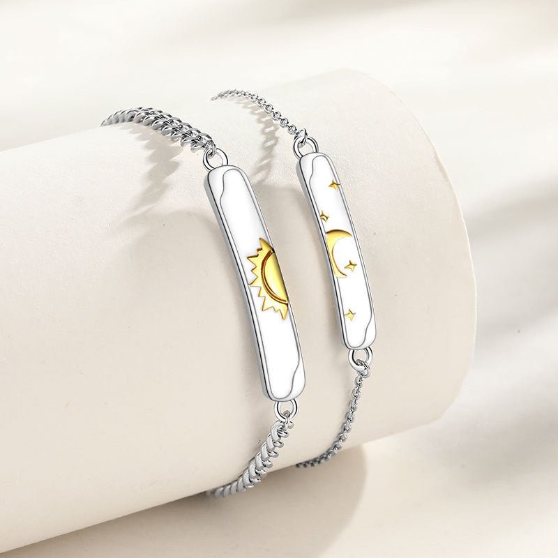 Bracelet Couple Lune et Soleil Argent 925 – Feng Shui - Biloria