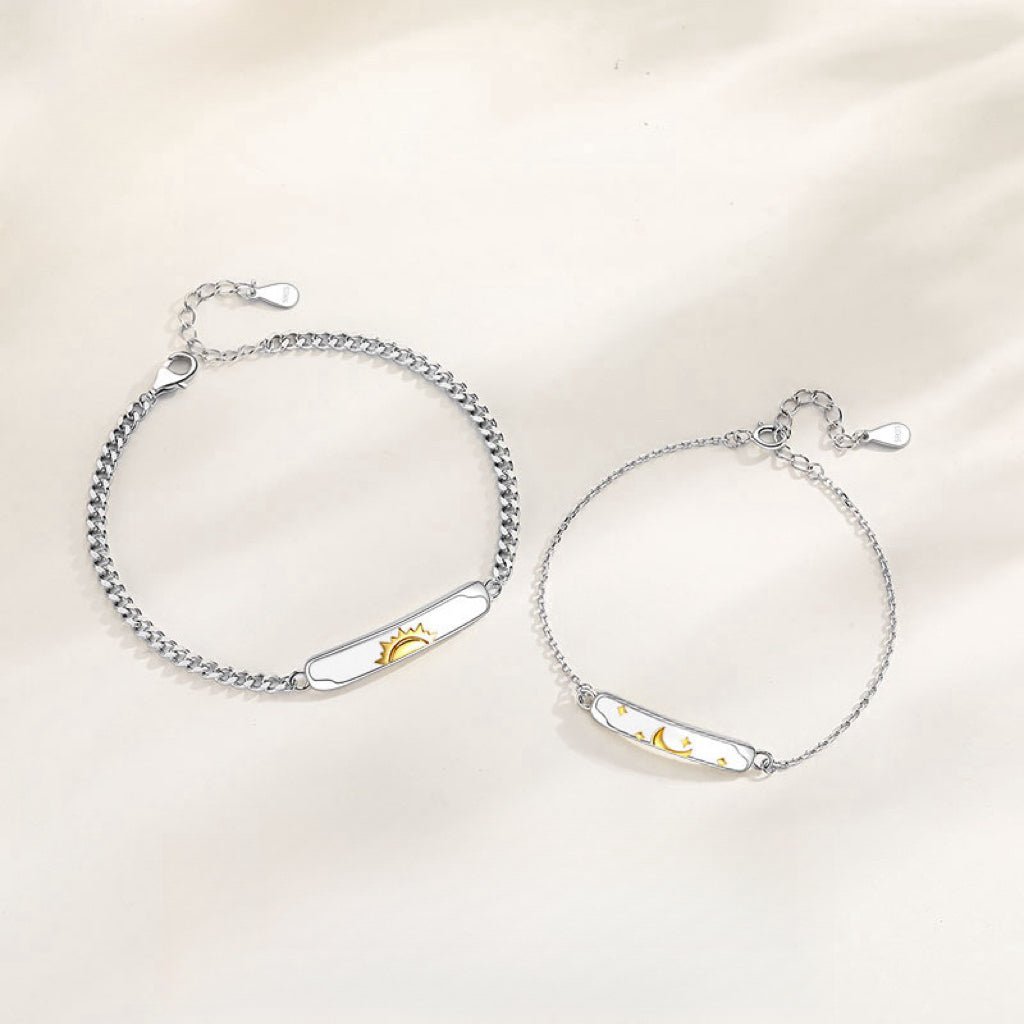 Bracelet Couple Lune et Soleil Argent 925 – Feng Shui - Biloria
