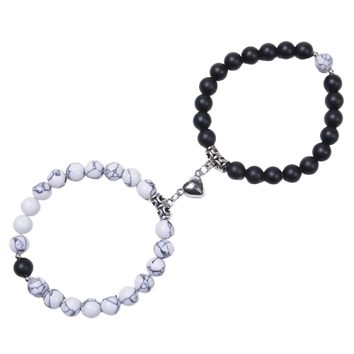 Bracelet Couple Pierre de Lave et Howlite – Union Solide - Biloria