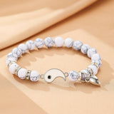 Bracelet Couple Pierre de Lave et Howlite Yin Yang - Biloria