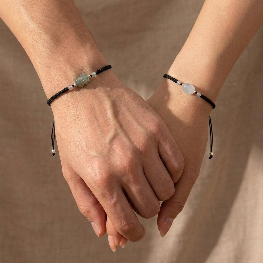 Bracelet Couple Pierre de Lune Labradorite Prospérité Argent - Biloria