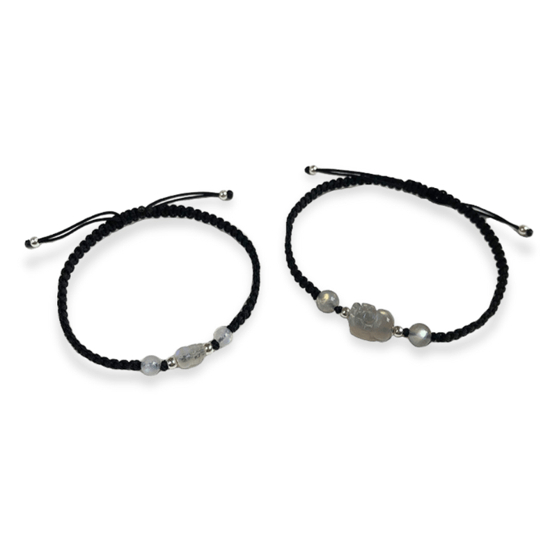 Bracelet Couple Pierre de Lune Labradorite Prospérité Argent - Biloria