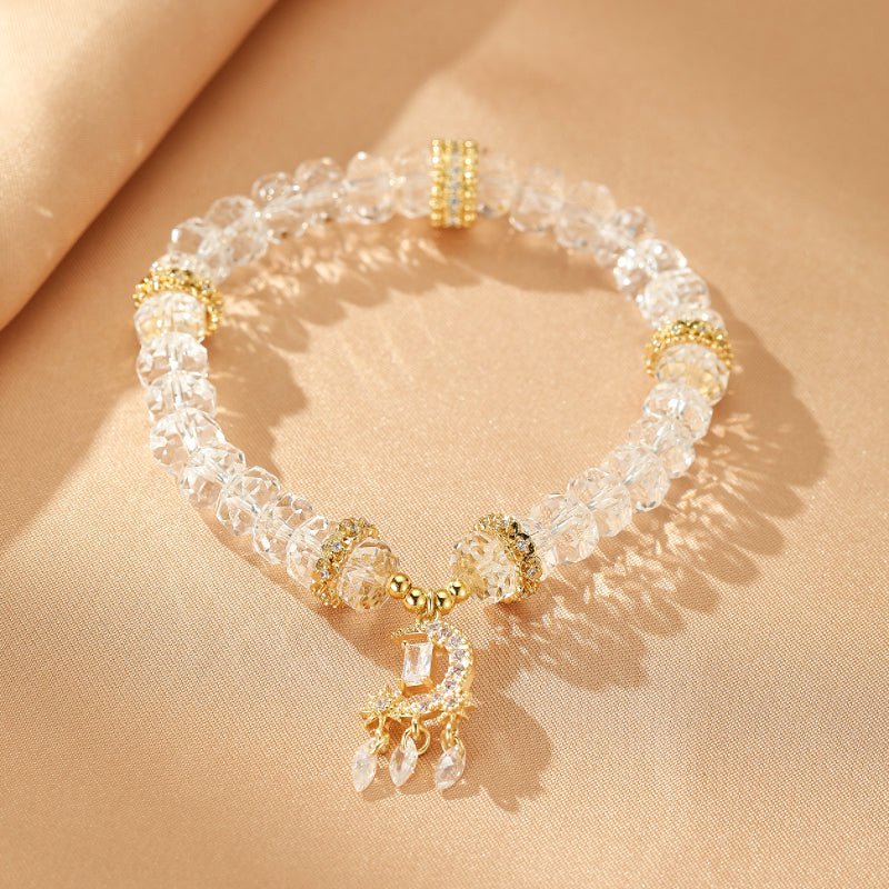 Bracelet Cristal de Roche avec Charm Lune et Étoiles - Biloria