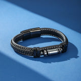 Bracelet Cuir Hématite Homme – Énergie Protectrice - Biloria