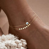 Bracelet de Cheville Argent 925 Mauvais Œil – Protection et Élégance - Biloria