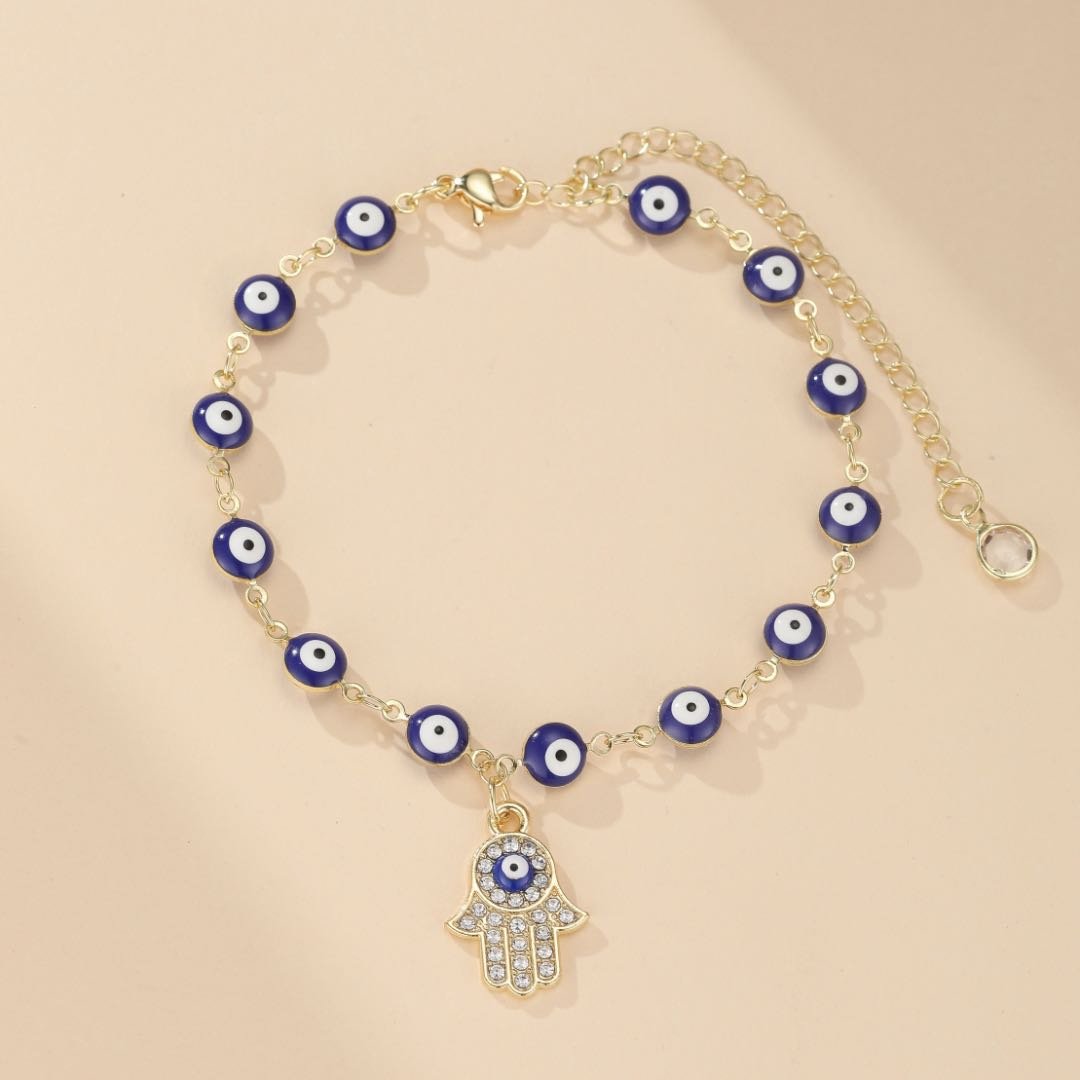 Bracelet de Cheville Mauvais Œil et Khamsa Protecteur - Biloria