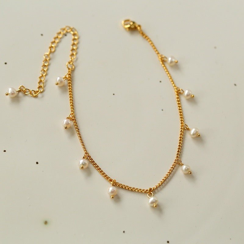 Bracelet de cheville perle plaqué or pour femme - Biloria