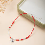 Bracelet de cheville perles rouges argent 925 - Biloria