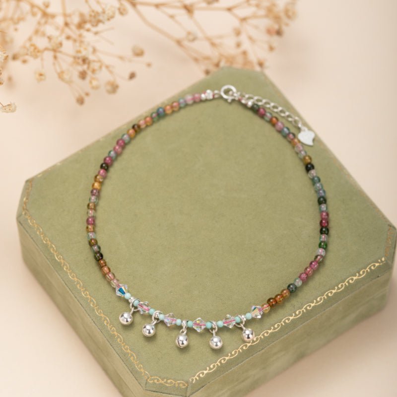 Bracelet de Cheville Tourmaline Argent – Bijou Spirituel Équilibrant - Biloria