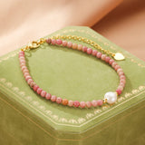Bracelet double rang Rhodonite et perles d'eau douce - Biloria