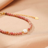 Bracelet double rang Rhodonite et perles d'eau douce - Biloria