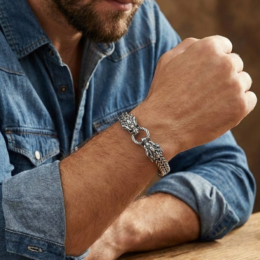 Bracelet Dragon Viking Acier Inoxydable 316L Force et Protection - Biloria