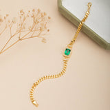 Bracelet Émeraude Diadème Royal Argent Plaqué Or - Biloria