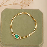 Bracelet Émeraude Diadème Royal Argent Plaqué Or - Biloria