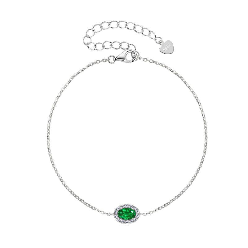 Bracelet Émeraude et Zircon – Argent Plaqué Or Ajustable - Biloria