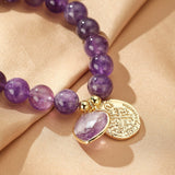 Bracelet en Améthyste avec Pendentif Cœur - Biloria