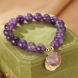 Bracelet en Améthyste avec Pendentif Cœur - Biloria