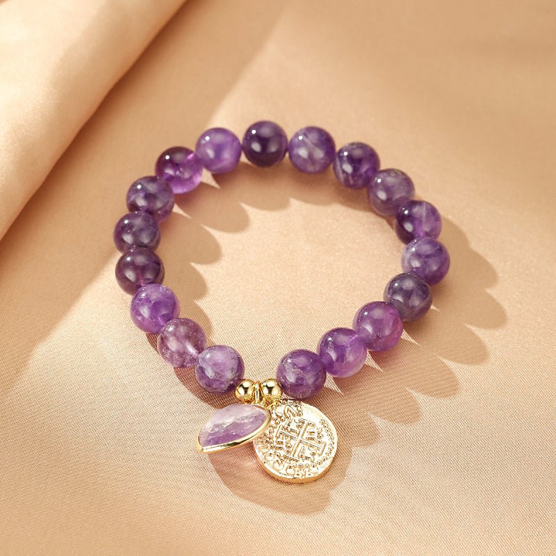 Bracelet en Améthyste avec Pendentif Cœur - Biloria