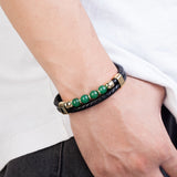 Bracelet en Cuir et Jade pour Homme - Protection et Énergie - Biloria