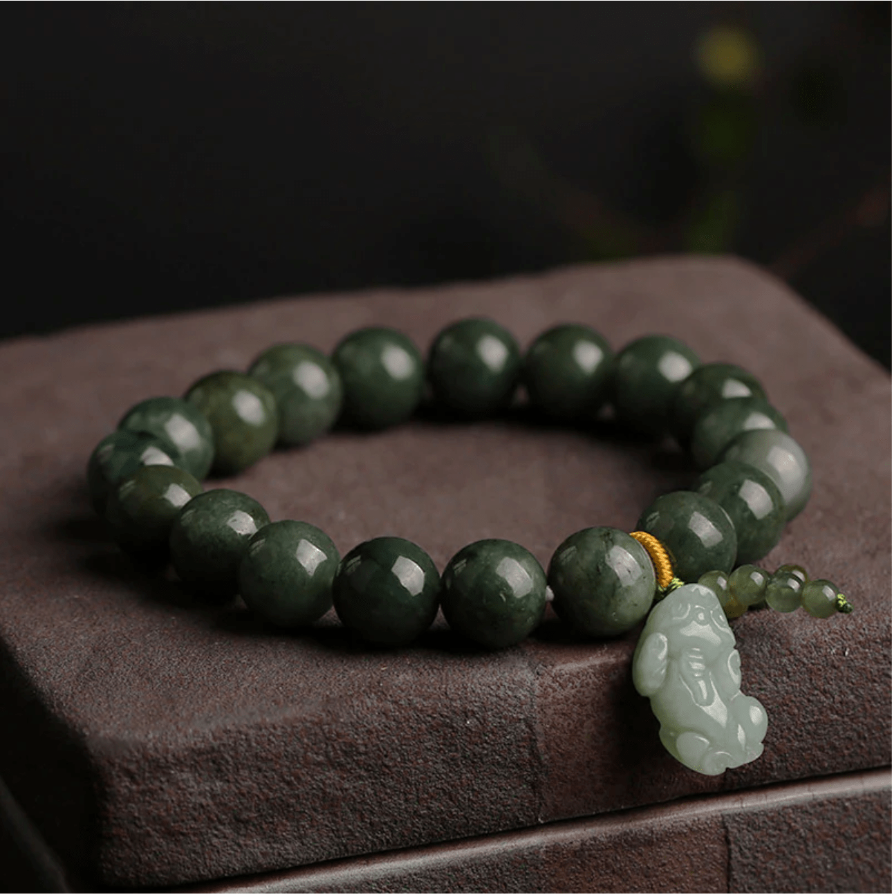 Bracelet en Jade avec Pi Xiu pour Attirer Richesse et Succès - Biloria