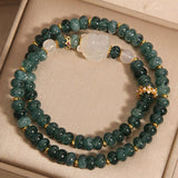 Bracelet en Jadéite Perles Vertes avec Charm Renard Royal - Biloria