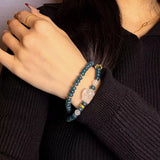 Bracelet en Jadéite Perles Vertes avec Charm Renard Royal - Biloria