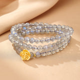 Bracelet en Labradorite et Rose Dorée pour Protection et Intuition - Biloria
