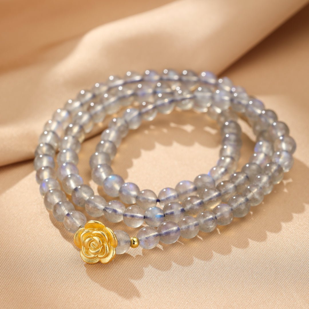Bracelet en Labradorite et Rose Dorée pour Protection et Intuition - Biloria