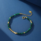 Bracelet en Malachite et Argent Plaqué Or pour Protection - Biloria