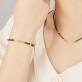Bracelet en Malachite et Argent Plaqué Or pour Protection - Biloria