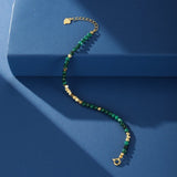 Bracelet en Malachite et Argent Plaqué Or pour Protection - Biloria