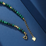 Bracelet en Malachite et Argent Plaqué Or pour Protection - Biloria