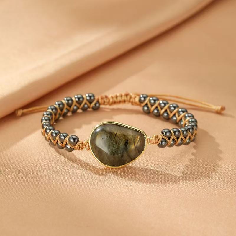 Bracelet en pierres naturelles Labradorite Hématite protection - Biloria