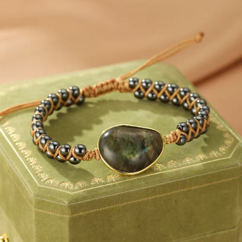 Bracelet en pierres naturelles Labradorite Hématite protection - Biloria