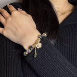 Bracelet en Quartz Vert et Quartz Clair avec Pendentif Rose - Biloria