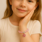 Bracelet enfant Quartz Rose fleur Argent 925 - Biloria