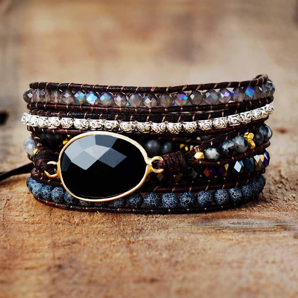 Bracelet Enveloppant Onyx Protection | Zen & Force - Biloria