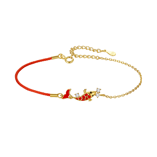 Bracelet Fil Rouge Carpe Koï Chance Argent 925 - Biloria