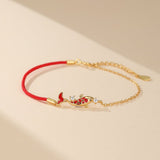 Bracelet Fil Rouge Carpe Koï Chance Argent 925 - Biloria