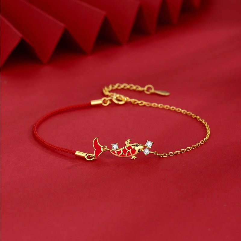 Bracelet Fil Rouge Carpe Koï Chance Argent 925 - Biloria