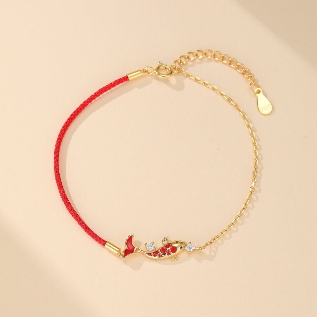 Bracelet Fil Rouge Carpe Koï Chance Argent 925 - Biloria