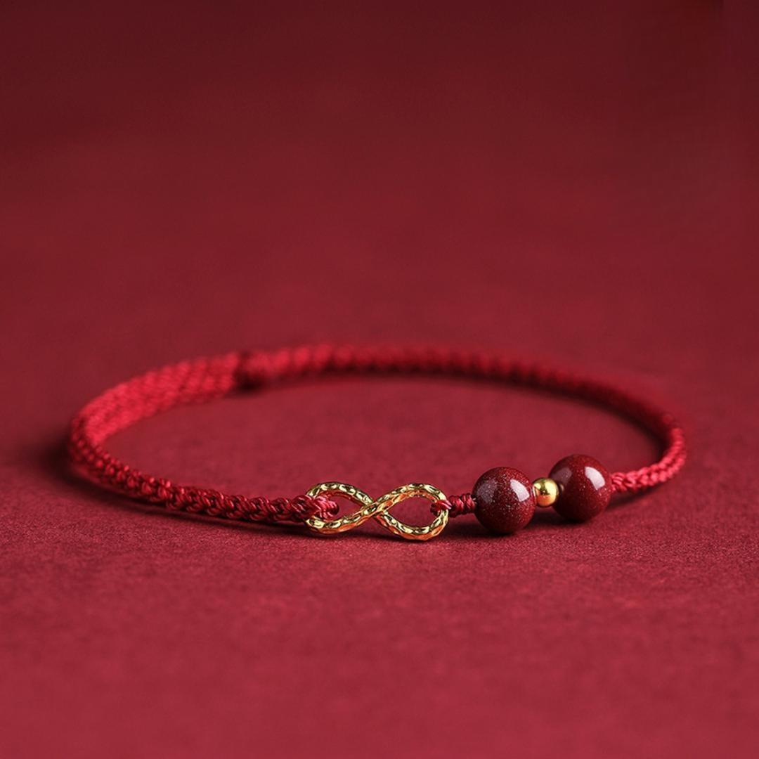Bracelet Fil Rouge Infini Plaqué Or Cinabre - Biloria
