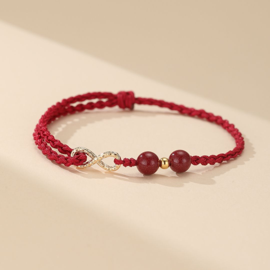 Bracelet Fil Rouge Infini Plaqué Or Cinabre - Biloria