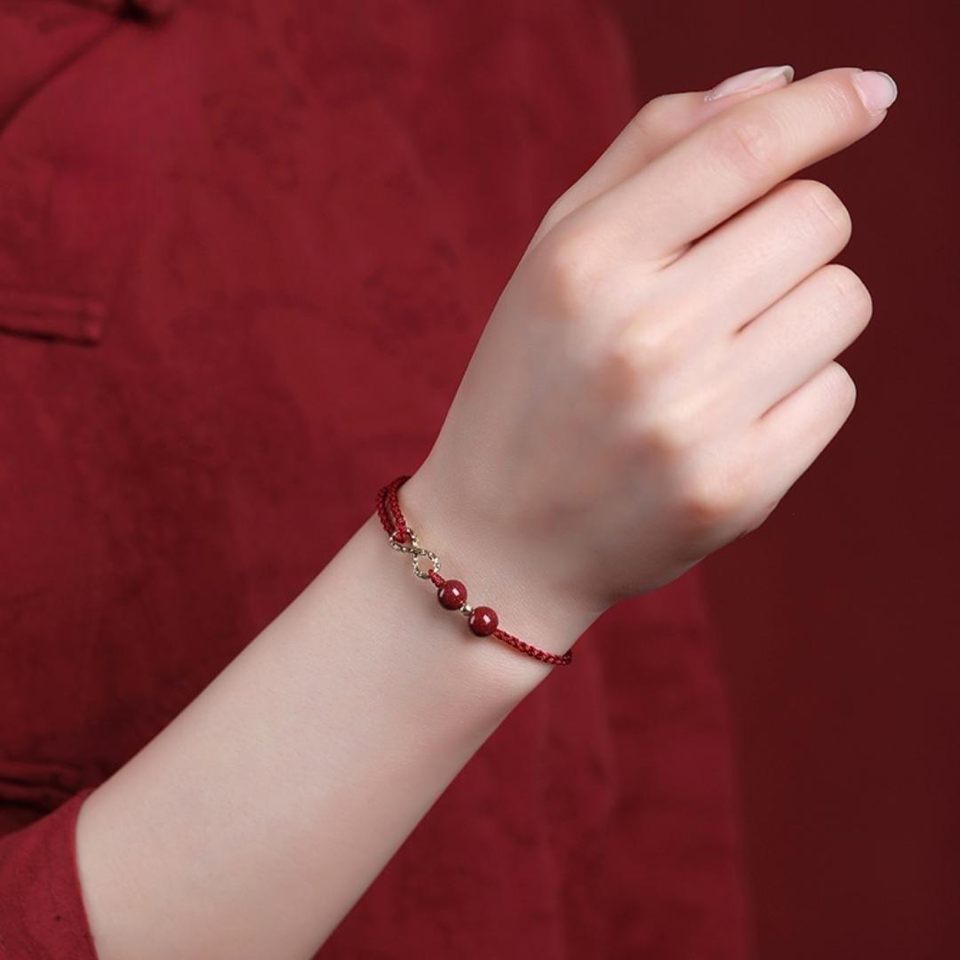 Bracelet Fil Rouge Infini Plaqué Or Cinabre - Biloria