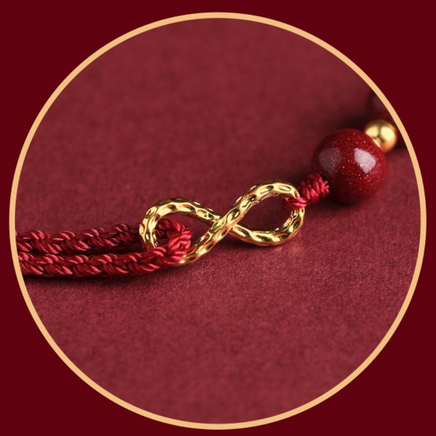 Bracelet Fil Rouge Infini Plaqué Or Cinabre - Biloria