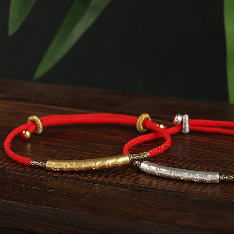 Bracelet Fil Rouge Six Mantras – Argent 999 pour Couple - Biloria