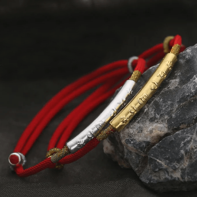 Bracelet Fil Rouge Six Mantras – Argent 999 pour Couple - Biloria