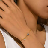 Bracelet Fleur Opale Zircon Argent Plaqué Or - Biloria