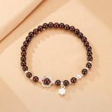 Bracelet Grenat Argent 925 avec Fleur Centrale - Biloria
